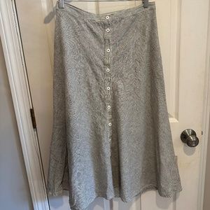 Max Studio Black and White Striped Button-Front A-Line Skirt